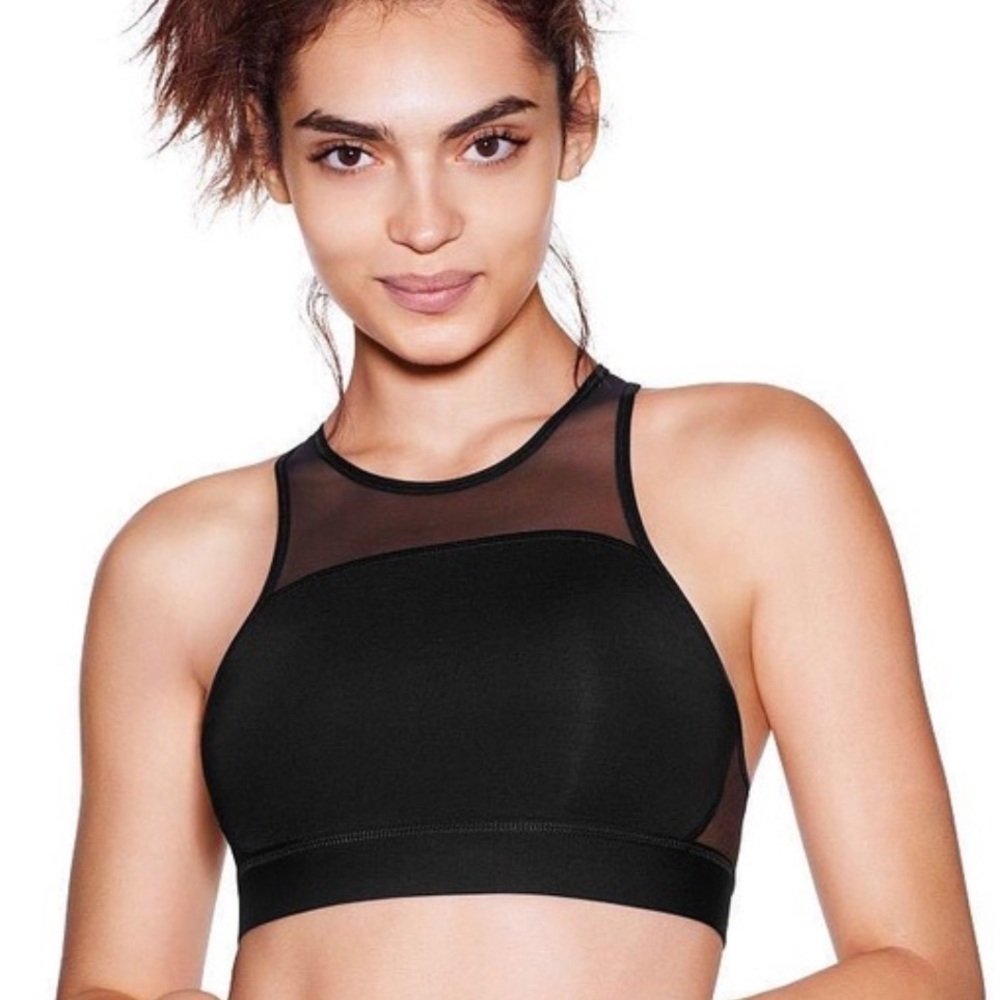 Victoria’s Secret Pink Sports Bra Mesh Racerback High Neck Unlined S - Picture 2 of 4